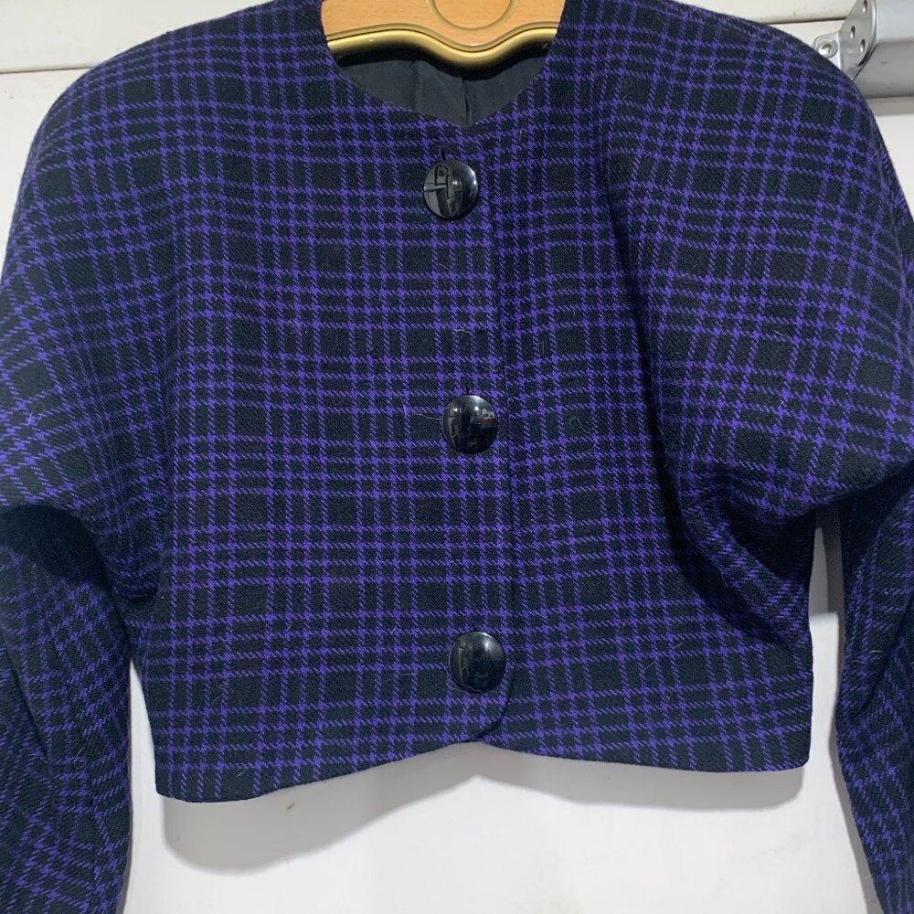 VINTAGE CROPPED WOOL PLAID JACKETS SIZE S/M